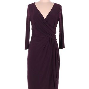 Chaps 3/4 Sleeve V Neck Wrap Dress